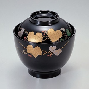 若泉漆器 耐熱玉子吸椀　黒ツタ  1-163-15 1個（ご注文単位1個）【直送品】