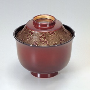 若泉漆器 富士羽反小吸椀　溜春秋つば金  1-164-13 1個（ご注文単位1個）【直送品】