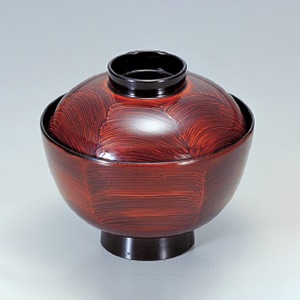 若泉漆器 越前椀　溜波刷毛目S・H塗  1-166-6 1個（ご注文単位1個）【直送品】