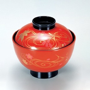 若泉漆器 越前椀　朱竜田川S・H塗  1-166-9 1個（ご注文単位1個）【直送品】