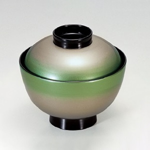 若泉漆器 越前椀　緑銀ぼかしS・H塗  1-166-13 1個（ご注文単位1個）【直送品】