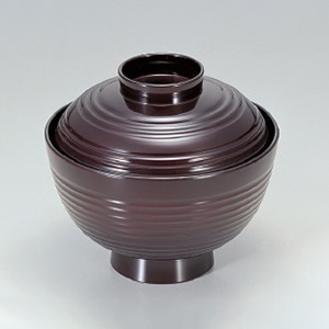 若泉漆器 3.7寸荒筋椀　溜  1-169-3 1個（ご注文単位1個）【直送品】