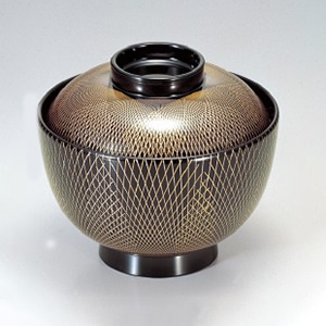 若泉漆器 3.8寸仙才椀　黒新武蔵野S・H塗  1-169-16 1個（ご注文単位1個）【直送品】