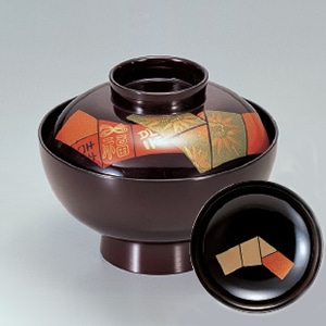 若泉漆器 御殿吸椀　溜結び見返付S・H塗  1-170-9 1個（ご注文単位1個）【直送品】