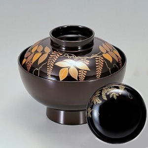 若泉漆器 御殿吸椀　溜藤見返付S・H塗  1-170-11 1個（ご注文単位1個）【直送品】