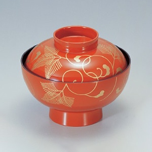 若泉漆器 御殿吸椀　朱松唐草S・H塗  1-170-13 1個（ご注文単位1個）【直送品】