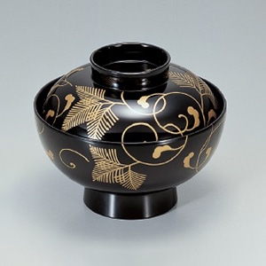 若泉漆器 御殿吸椀　黒松唐草S・H塗  1-170-14 1個（ご注文単位1個）【直送品】