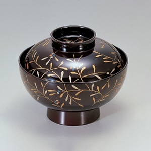 若泉漆器 御殿吸椀　溜南天S・H塗  1-170-15 1個（ご注文単位1個）【直送品】