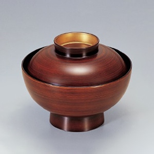 若泉漆器 御殿吸椀　栃刷毛目つば金  1-171-4 1個（ご注文単位1個）【直送品】