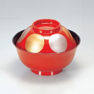 若泉漆器 4寸羽反吸椀　朱金雅日月S・H塗  1-175-7 1個（ご注文単位1個）【直送品】