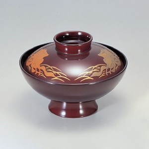 若泉漆器 4.5寸小槌吸椀　溜御所車  1-177-12 1個（ご注文単位1個）【直送品】