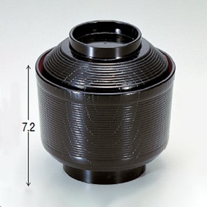 若泉漆器 千筋欅小吸椀　黒内朱  1-179-15 1個（ご注文単位1個）【直送品】