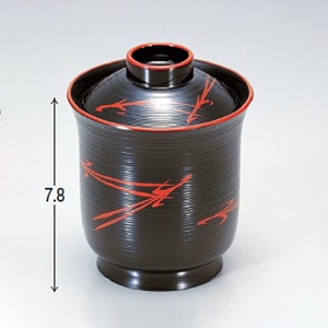 若泉漆器 ユリ型小吸椀　黒刷毛目松葉  1-182-3 1個（ご注文単位1個）【直送品】