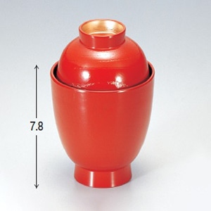 若泉漆器 つぼね小吸椀　朱木目つば金  1-182-7 1個（ご注文単位1個）【直送品】