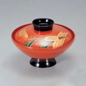 若泉漆器 丸駒型吸椀　青笹内朱  1-184-10 1個（ご注文単位1個）【直送品】