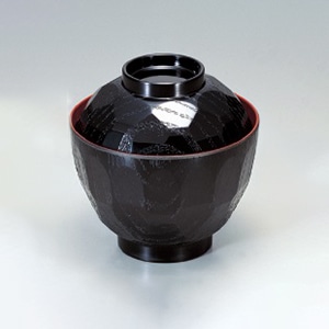 若泉漆器 高台亀甲吸物椀　黒内朱　蓋　JW-47F  1-191-11 1個（ご注文単位1個）【直送品】