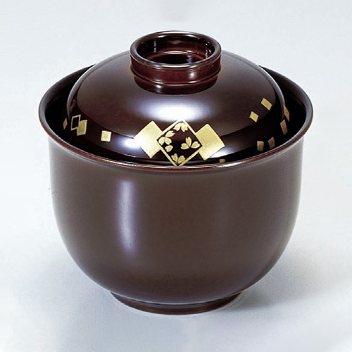 若泉漆器 チューリップ小吸椀 溜色紙 本漆塗 蒔絵 1-194-2 1個(ご注文単位1個)【直送品】