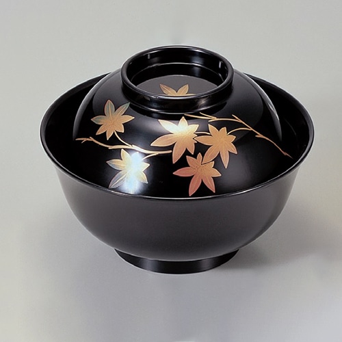 若泉漆器 羽反吸椀　黒紅葉　本漆塗　蒔絵  1-195-10 1個（ご注文単位1個）【直送品】