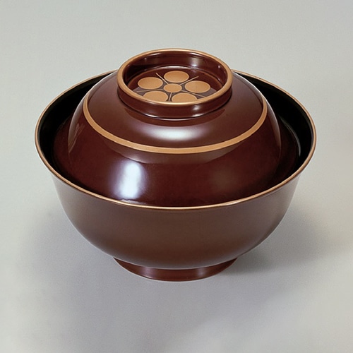 若泉漆器 羽反吸椀　溜梅鉢天金　本漆塗　手描蒔絵  1-195-11 1個（ご注文単位1個）【直送品】