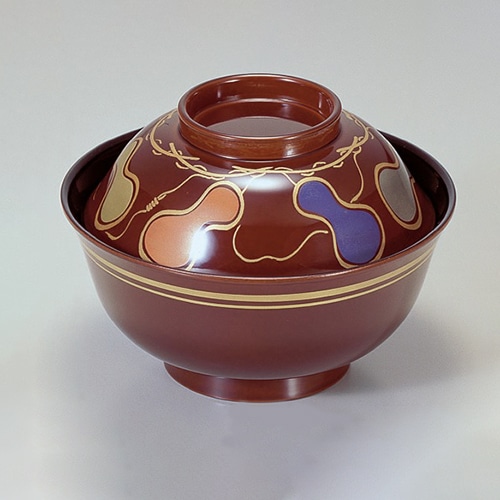 若泉漆器 羽反吸椀　溜六ひょうたん　本漆塗　手描磨蒔絵  1-195-13 1個（ご注文単位1個）【直送品】