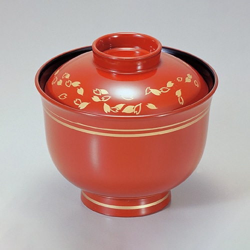 若泉漆器 ゆり型吸椀　朱に花びら　本漆塗　蒔絵  1-196-1 1個（ご注文単位1個）【直送品】