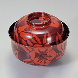 若泉漆器 4寸羽反椀　溜椿　本漆塗　手描蒔絵  1-196-12 1個（ご注文単位1個）【直送品】