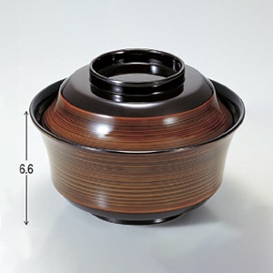 若泉漆器 4.5寸竹丸椀　チーク刷毛目S・H塗  1-198-9 1個（ご注文単位1個）【直送品】