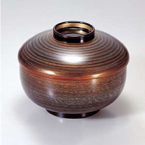 若泉漆器 三笠煮物椀　グレー金つむぎS・H塗  1-199-4 1個（ご注文単位1個）【直送品】