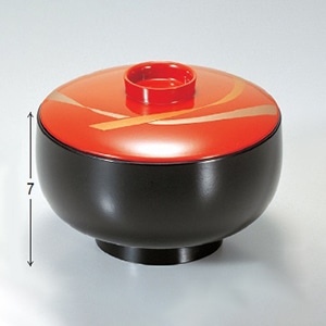 若泉漆器 4寸百万石椀　日の出塗裏黒花帯  1-199-8 1個（ご注文単位1個）【直送品】