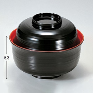 若泉漆器 4寸千筋羽反椀　黒内朱  1-199-10 1個（ご注文単位1個）【直送品】