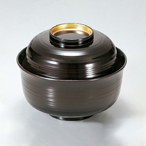 若泉漆器 4寸千筋羽反椀　溜つば金  1-199-11 1個（ご注文単位1個）【直送品】