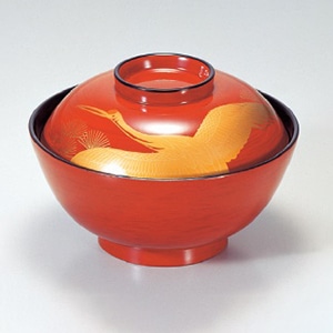 若泉漆器 4.5寸煮物椀　後藤塗鶴松  1-200-5 1個（ご注文単位1個）【直送品】