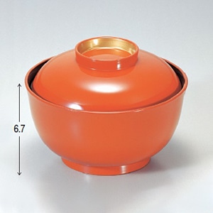 若泉漆器 4.2寸千鳥椀　朱つば金  1-201-4 1個（ご注文単位1個）【直送品】