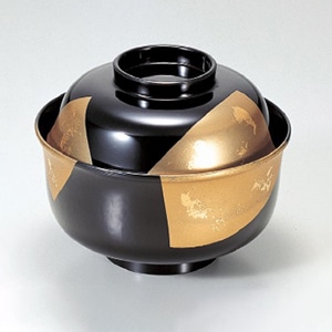 若泉漆器 4寸羽反椀　黒色紙金箔  1-201-11 1個（ご注文単位1個）【直送品】