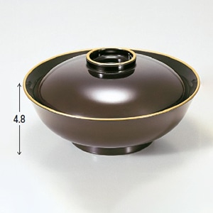 若泉漆器 4.5寸平駒椀　溜天金  1-203-1 1個（ご注文単位1個）【直送品】