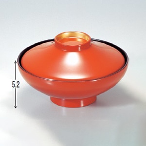 若泉漆器 4.5寸平富士椀　朱つば金  1-203-3 1個（ご注文単位1個）【直送品】