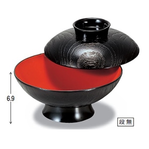 若泉漆器 5.5寸木目椀　黒内朱  1-206-3 1個（ご注文単位1個）【直送品】