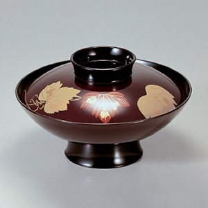 若泉漆器 5.5寸小槌煮物椀　溜ツタ  1-206-11 1個（ご注文単位1個）【直送品】