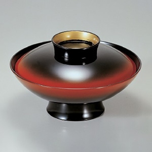 若泉漆器 5.5寸小槌煮物椀　朱ぼかしつば金  1-206-12 1個（ご注文単位1個）【直送品】