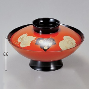 若泉漆器 5.5寸小槌煮物椀　朱ツタ  1-207-1 1個（ご注文単位1個）【直送品】