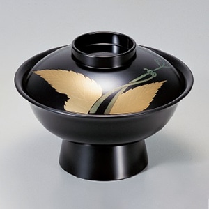 若泉漆器 5.5寸大名椀　黒にわらび  1-210-2 1個（ご注文単位1個）【直送品】