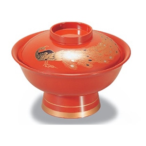 若泉漆器 7寸大名型丼椀　孔雀内朱  1-211-3 1個（ご注文単位1個）【直送品】