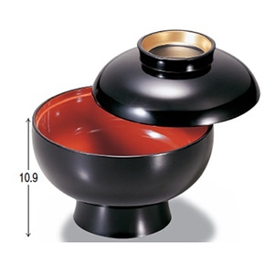 若泉漆器 6寸高砂椀　黒つば金内朱 （目皿別売） 1-211-9 1個（ご注文単位1個）【直送品】
