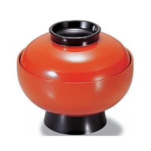 若泉漆器 6寸高砂椀　朱つば内黒 （目皿別売） 1-211-10 1個（ご注文単位1個）【直送品】