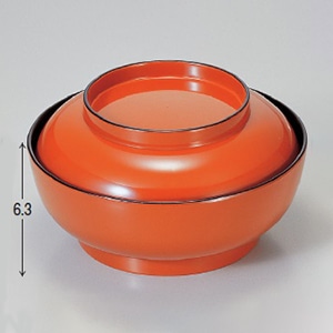 若泉漆器 5寸平煮物椀　朱天黒  1-212-1 1個（ご注文単位1個）【直送品】