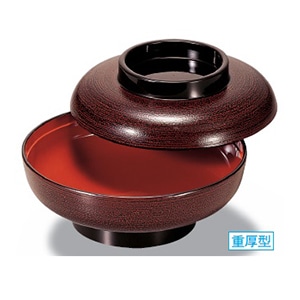 若泉漆器 6寸大平煮物椀　溜刷毛目内朱  1-212-8 1個（ご注文単位1個）【直送品】