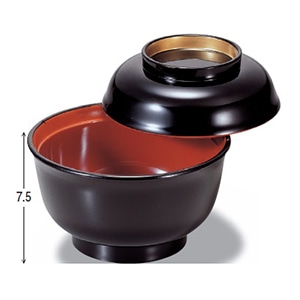 若泉漆器 4.5寸美里飯器　黒内朱つば金  1-220-1 1個（ご注文単位1個）【直送品】