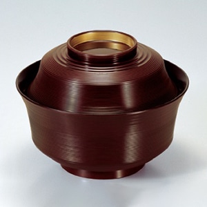 若泉漆器 4.5寸竹型椀　溜つば金内黒塗  1-223-12 1個（ご注文単位1個）【直送品】