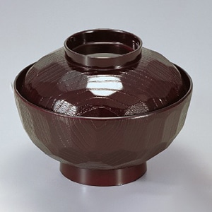 若泉漆器 4.2寸亀甲飯椀　溜内黒塗  1-227-9 1個（ご注文単位1個）【直送品】