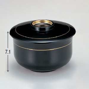 若泉漆器 百合型飯器　黒金ラインつば金ライン内黒塗  1-228-21 1個（ご注文単位1個）【直送品】